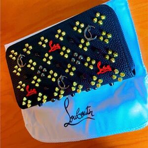Christian Louboutin Black and Gold Studded Wallet